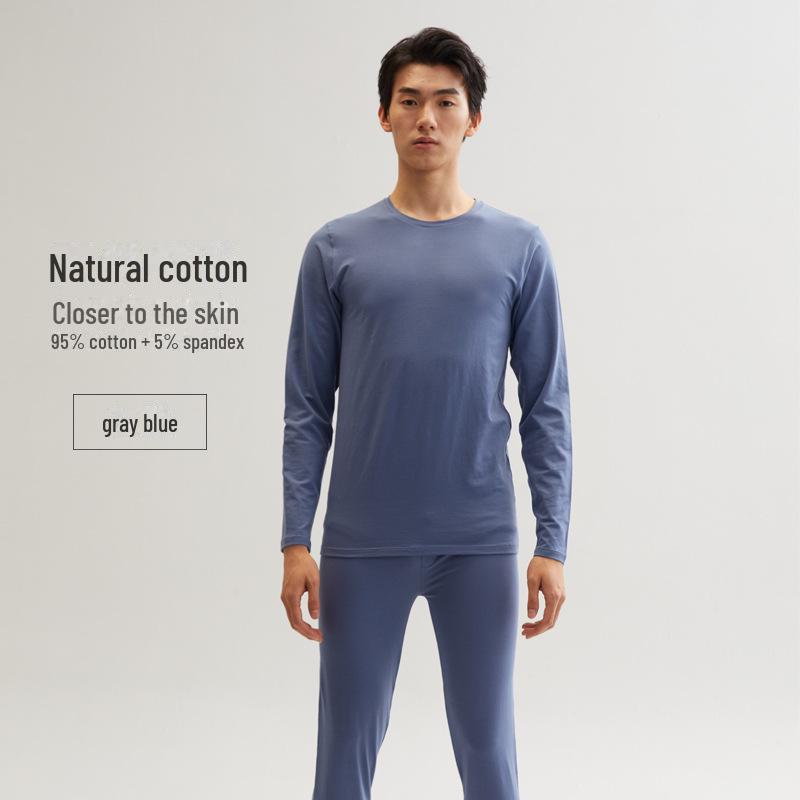 Men's and Women's Skin-Friendly Thermal Underwear Suit - Pure Cotton, Solid Color, Thin Design, Antibacterial, Large Sizes, Autumn/Winter Wear