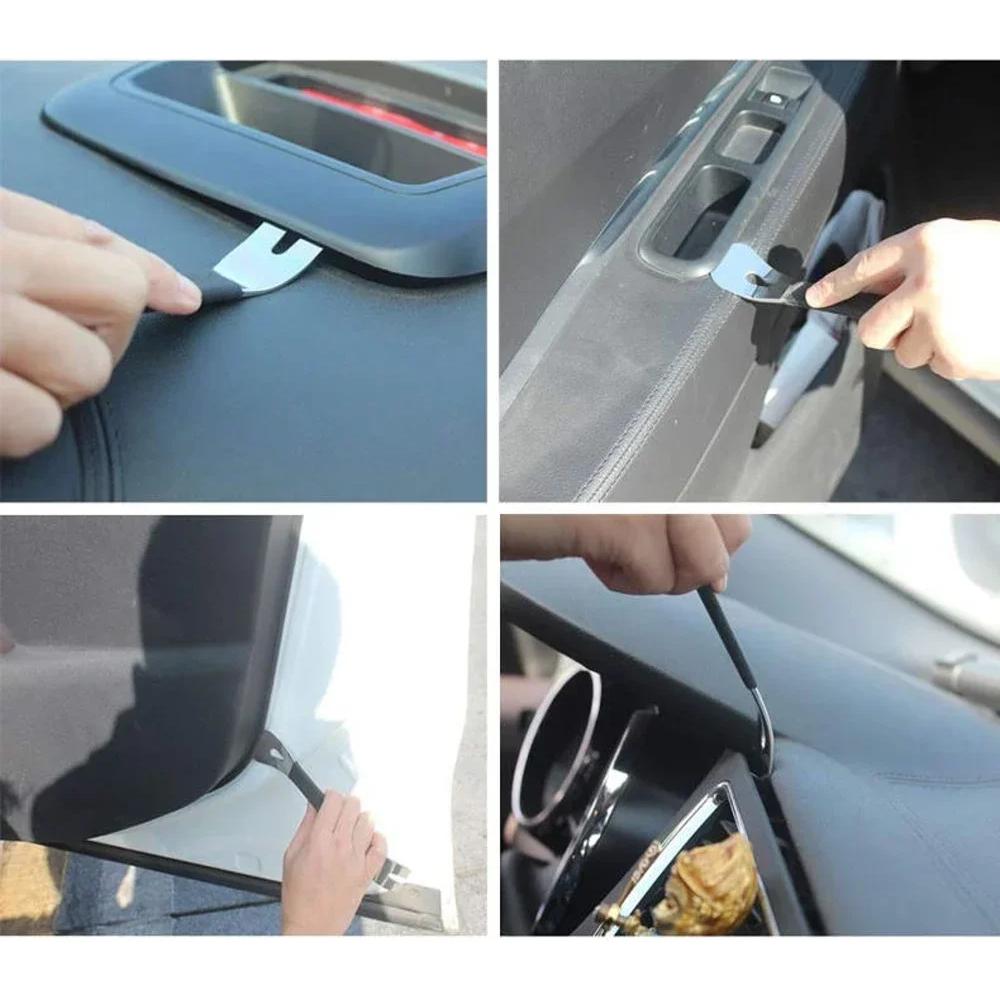 6Pcs Portable Auto Door Clip Trim Removal Tools Kits Car Dashboard Audio Radio Panel Repair Metal Removal Pry Disassembly Tool