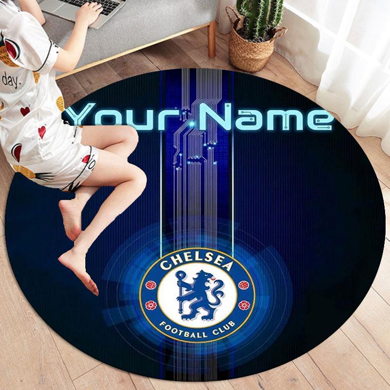 Chelsea F Custom Name Round Area Rug,Carpet Rug for Living Room Bedroom Sofa Playroom Decor,Non-slip Floor Mat