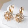 Rose Gold Color Crystal Flower Dangle Earrings For Women Shiny Natural Zircon Ethnic Bride Wedding Fine Jewelry