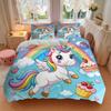 Rainbow Unicorn Fantasy Print 3Pcs Bedding Setduvet Cover With 2 Bedropillowcase Home Birthday Gift