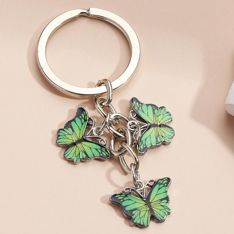 1Pc Cute Keychain Colorful Butterfly Key Ring Flying Animals Key Chains for Women Girls Handbag Accessories Handmade Jewelry