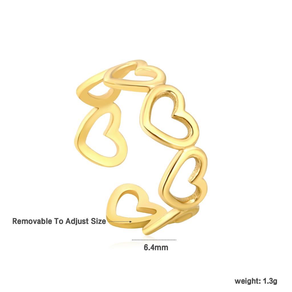 Fashion Hollow Geometric Adjustable Open Ring High-End Gold Tone Ring