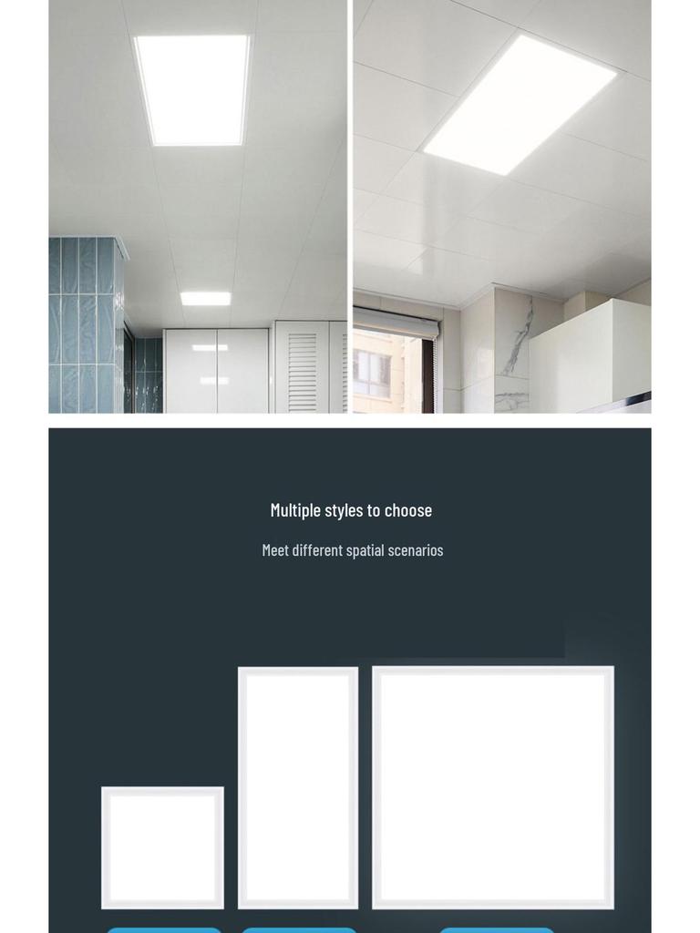 Square 600x600 Integrated LED Ceiling Light with Aluminum Buckle for Kitchen and Bathroom