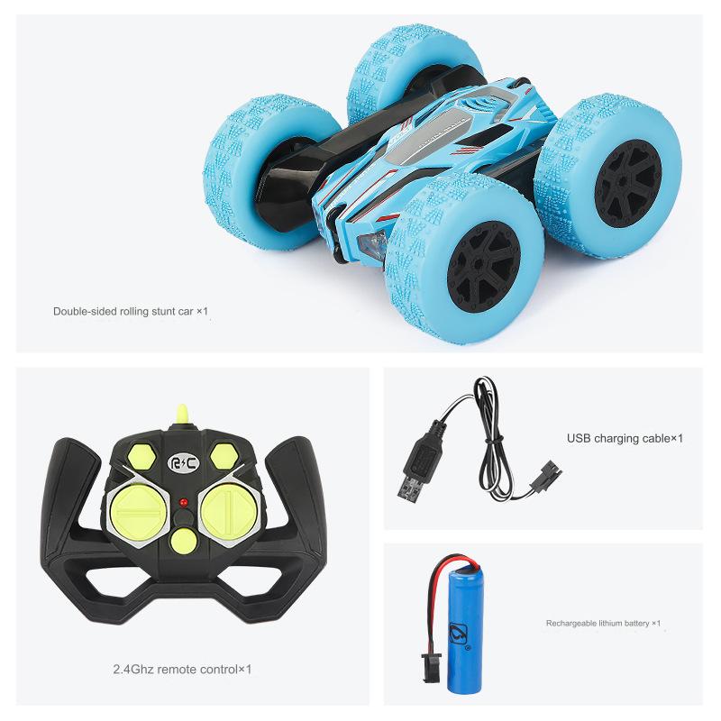 

Child Wireless Toy Remote Control Tumbling Car Doublesided Rotation With Music синій