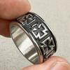 Retro Vintage 316L Stainless Steel Men's Vintage Knights Templar Iron Cross Medal Ring