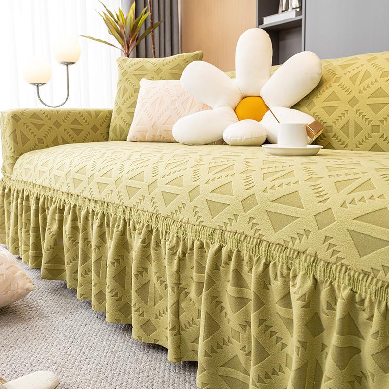 

Чехол для дивана с прямым рядом для гостиной, юбка, кружевная эластичная универсальная интегрированная пылезащитная защита от царапин, универсальная для четырех сезонов 145cm-185cm