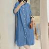 ZANZEA Women Casual Turn Down Collar Loose Long Sleeve Shirt Dress