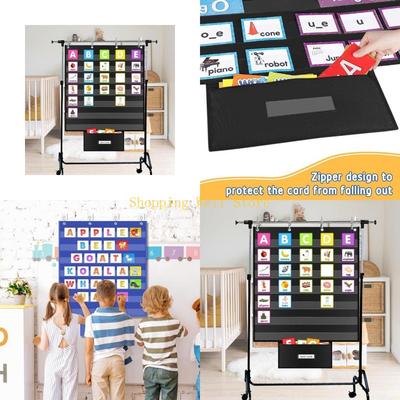 KX4B 7 Row Wall Hanging Pocket Chart For Interactive Learning And Concept Display