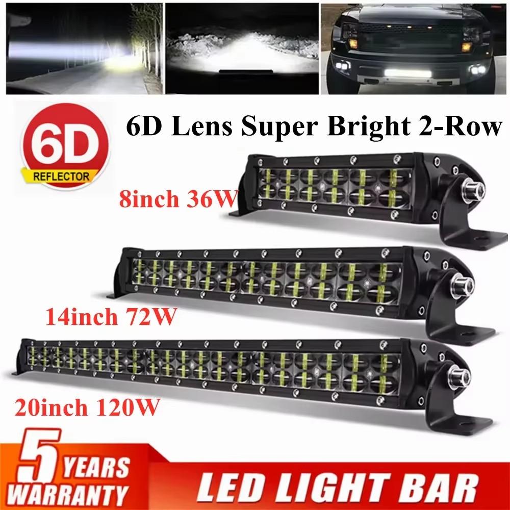 2-Rows 6D led light bar 14inch 20inch Spot Flood Combo Beam led bar For SUV 4X4 OffRoad LED Work Light 12V 24V Auto Driving Lamp