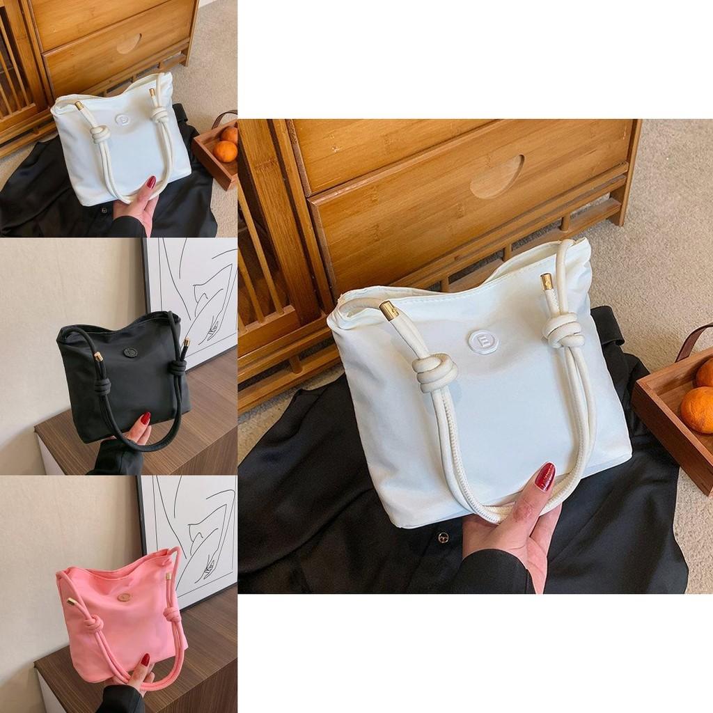 Versatile Minimalist Shoulder Bags For Women Soft Nylon Fabric In Elegant Pink And Black