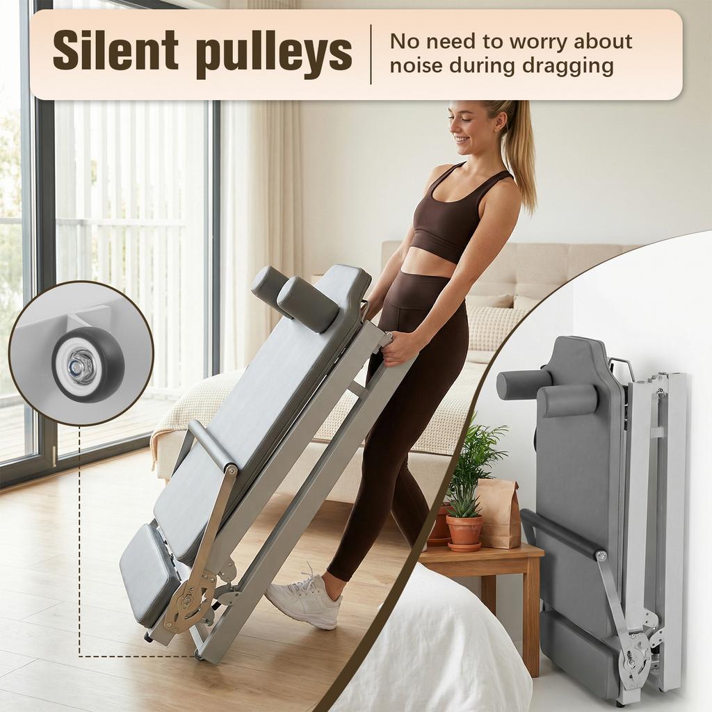 78 In Foldable Pilates Machine with Springs Resistance Quick-Assembly Pilate Reformer 300 LBS Capacity for Home And Studio Use