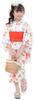 Bee Yukata Set for Easy To Wear for Fireworks White with Colorful Ribbons 3-Piece Girls, Summer, Striped, Checkered, Goldfish, Shirring, Festivals,