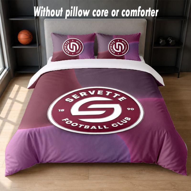 Servette FC Design Bed Bedding Set 1 Duvet Cover + 2 Pillowcases Soft Breathable Household Bed Linens