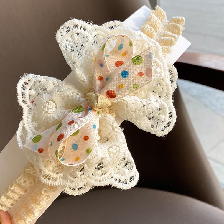 Sweet Princess Polka Dot Mesh Bow Headband for Baby Girls  First Birthday