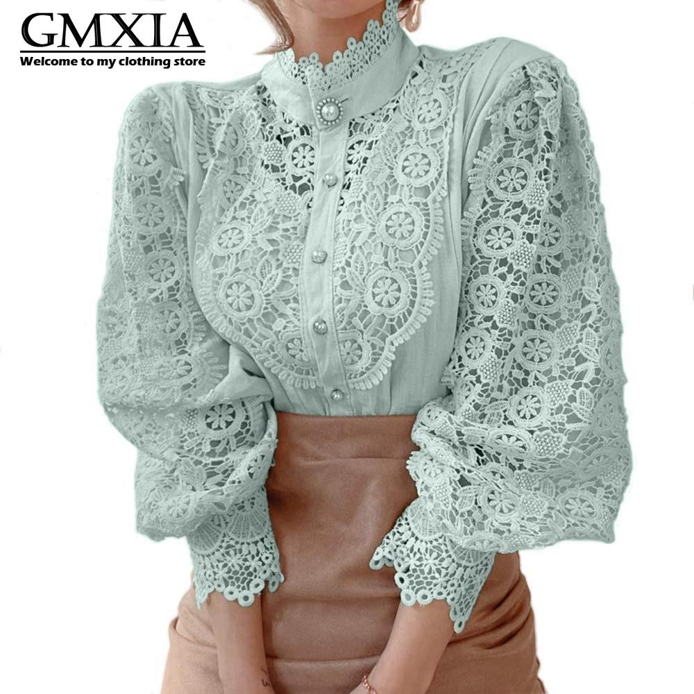 GMXIA Women's Fashion Casual Solid Color Print Long Sleeve Leisure Blouses & Shirts