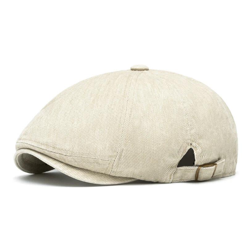 

1pc Unisex Classic Beret Big Head Circumference Striped Cap Adjustable Driver Cap Suitable for Warm Hat Outdoor Sun Protection One Size бежевый