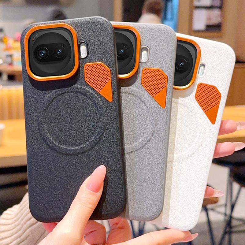 Orange Vent Magnetic Suction Ring Lens Heightening Protective Case For IQOO Z11 Turbo Z10 Turbo + VIVO IQOO 15 13 Slim Cover