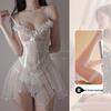 Plus Size Sheer Princess Nightgown - Sexy Fishnet Strappy Style for Small Chest
