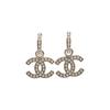 Pearl Classic Double C Pendant Pearl Earrings Gold