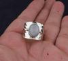 Solid 925 Sterling Silver Moonstone Gemstone Spinner Band Dainty Ring Hammered Ring Jewelry