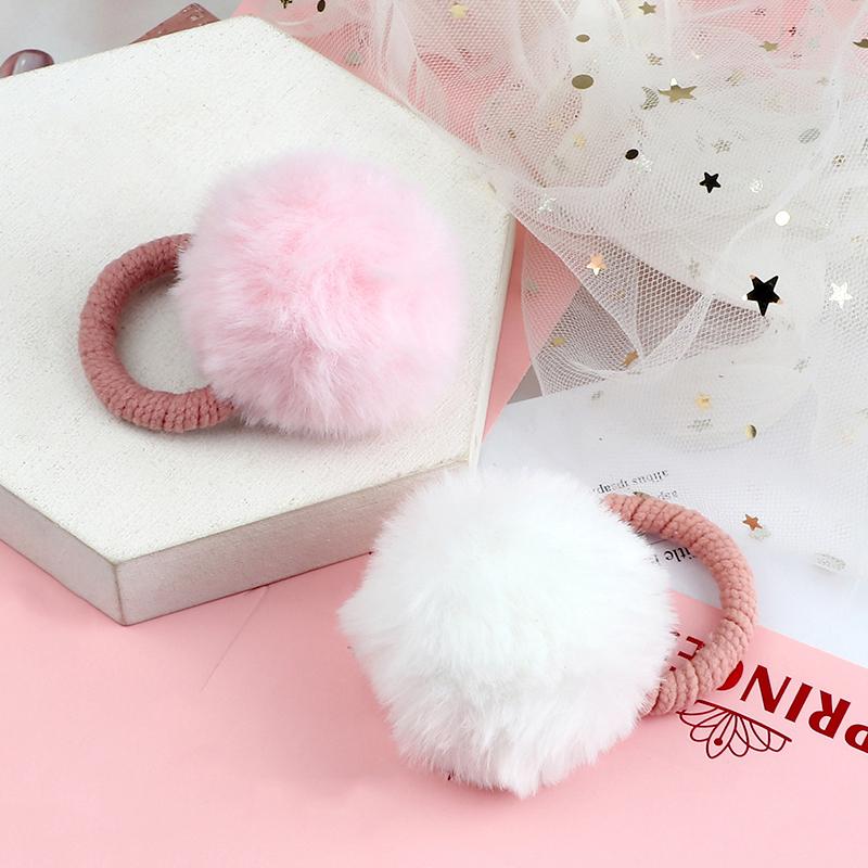2 Pièces Chouchous à Pompons Mignons Élastiques à Cheveux Pour Enfants Filles Coiffure Élastique Porte-Queue de Cheval Scrunchie Accessoires Cheveux