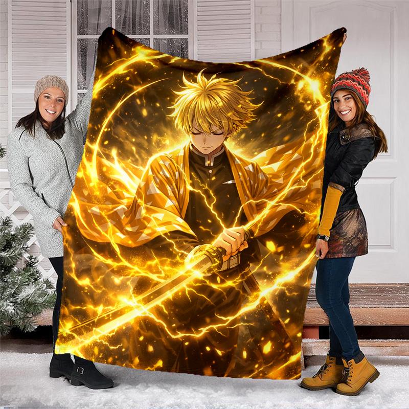 1pc Agatsuma Zenitsu (2) Theme Blanket - Digital Print, Polyester, Cozy for All Seasons, Perfect for Outdoor, and Travel