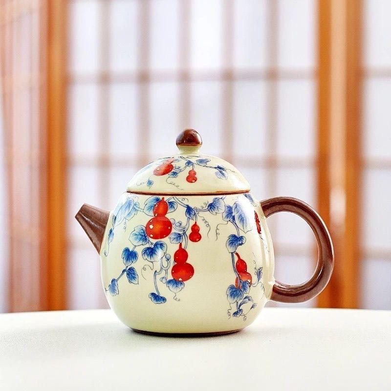Ru kiln yellow exquisite teapot cover bowl single pot high-end tea brewer household ceramic teapot tea set Xishi pot series
