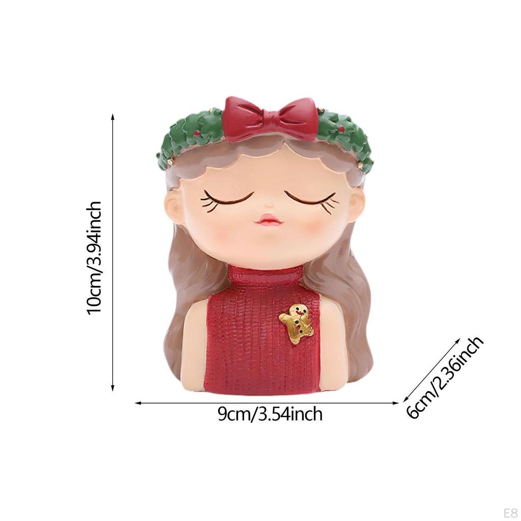 Cute Head Planter Small Flower Pot Fairy Figurine Statue Tabletop Vase Little Girl Container