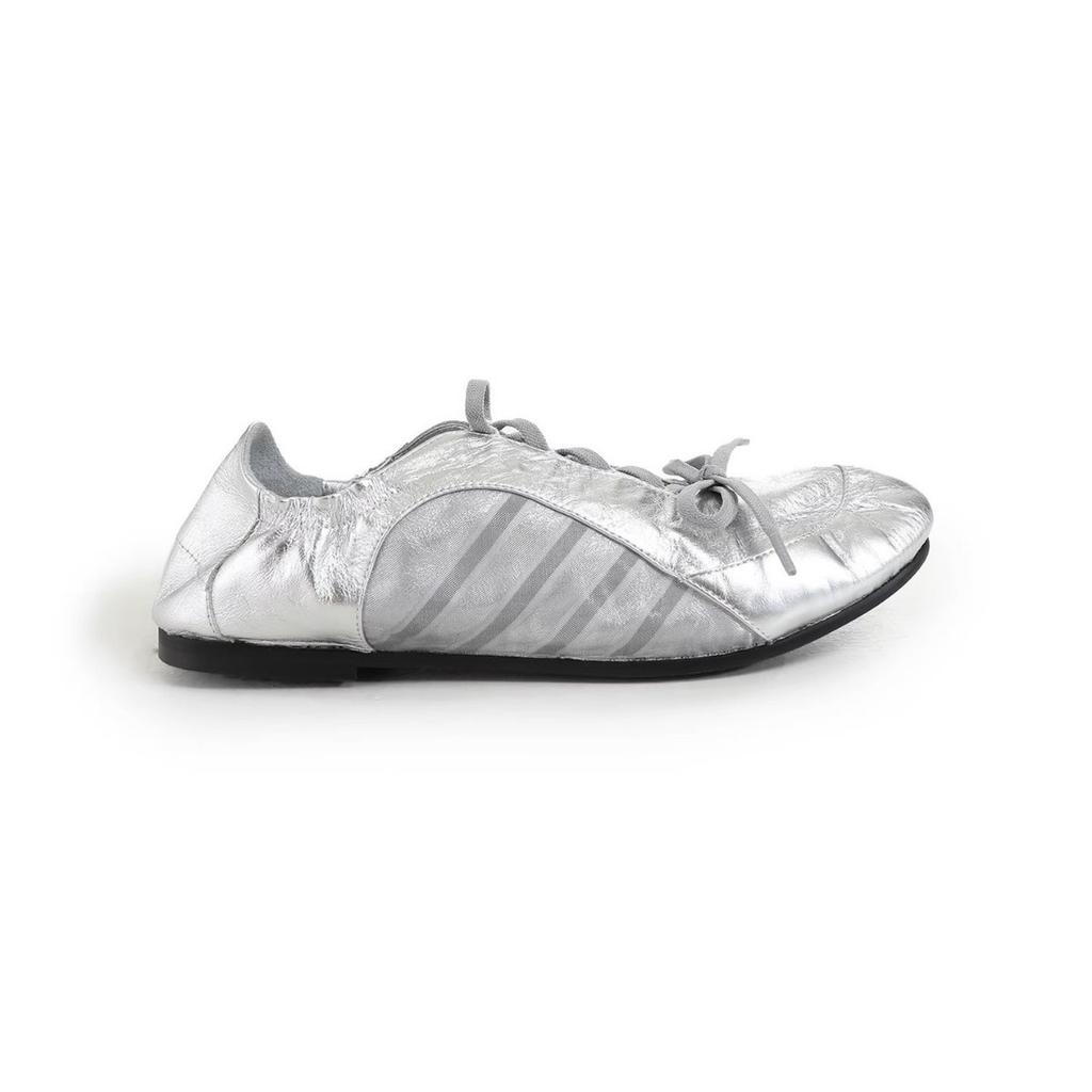 Niche design ballet comfortable training shoes 2025 summer bow flat bottom splicing lace casual single shoes women