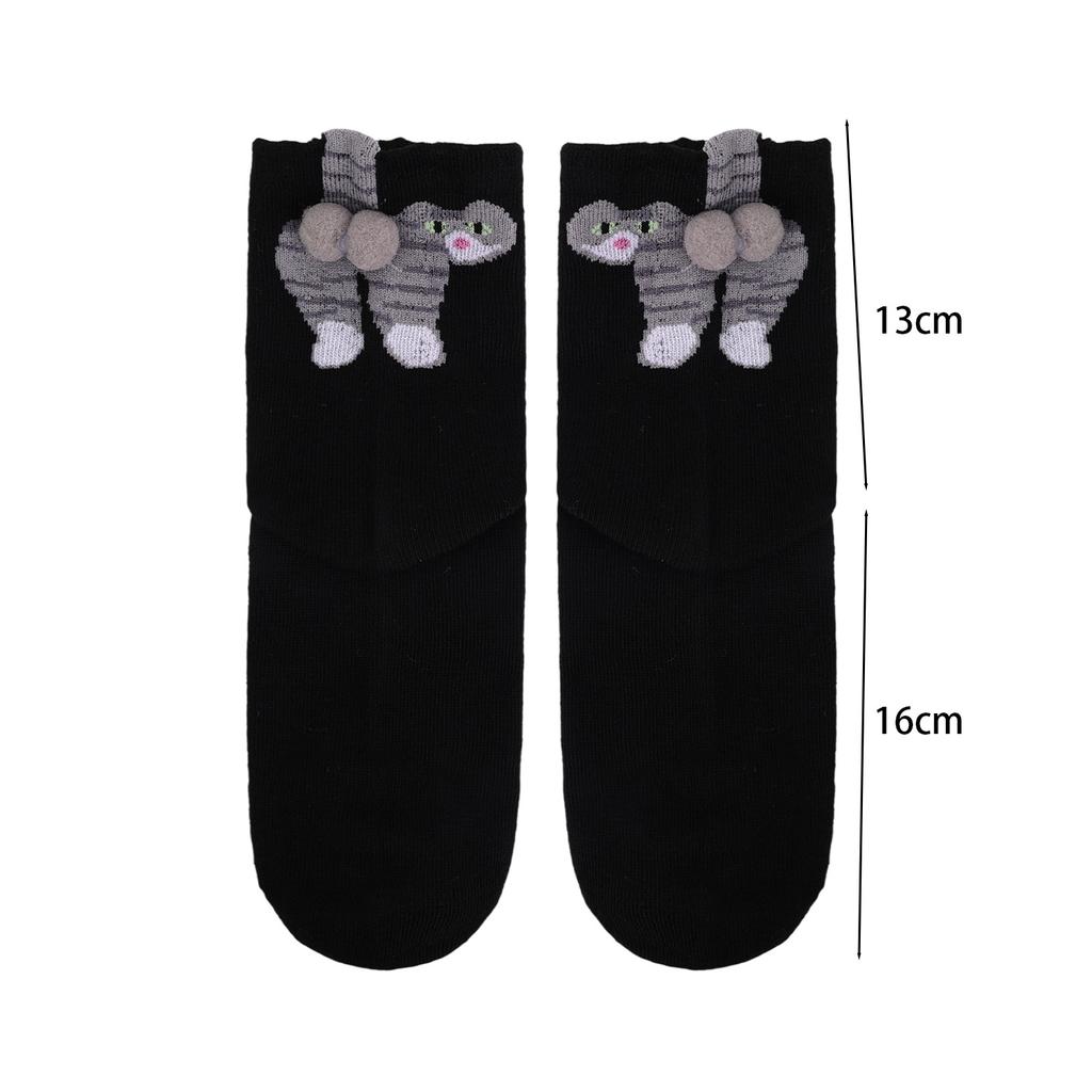 Cute Cartoon Cat Socks with Balls Kawaii Cotton Sock Breathable Soft Socks Girl Women Socks Creative Gifts for Cat Lovers Sox