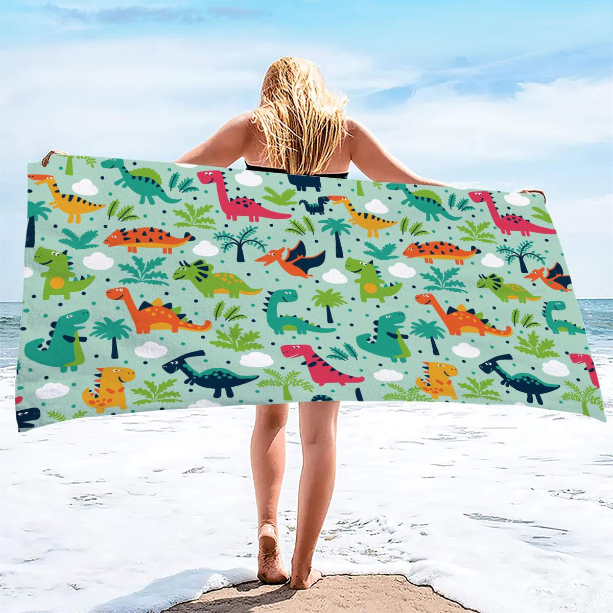 

1pc dinosaur Print towel Sports Quick-Drying Super Absorbent Camping Towel Super Soft Lightweight Gym Swimming Yoga Beach Towel W30*H60(CM)