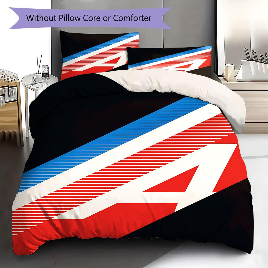 Alpine F1 Pattern Bedding,Quilt Set Quilt Cover Pillowcase Home Birthday Gift(1 * Duvet Cover + 2 * Pillowcase, Without Core)
