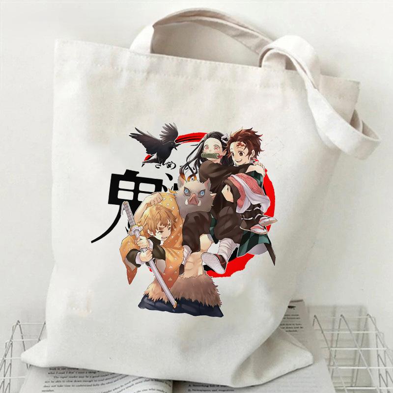 Japan cartoon comics Demon Slayer Printed Canvas Bag Large Capacity Tote Bag 7556 KTB