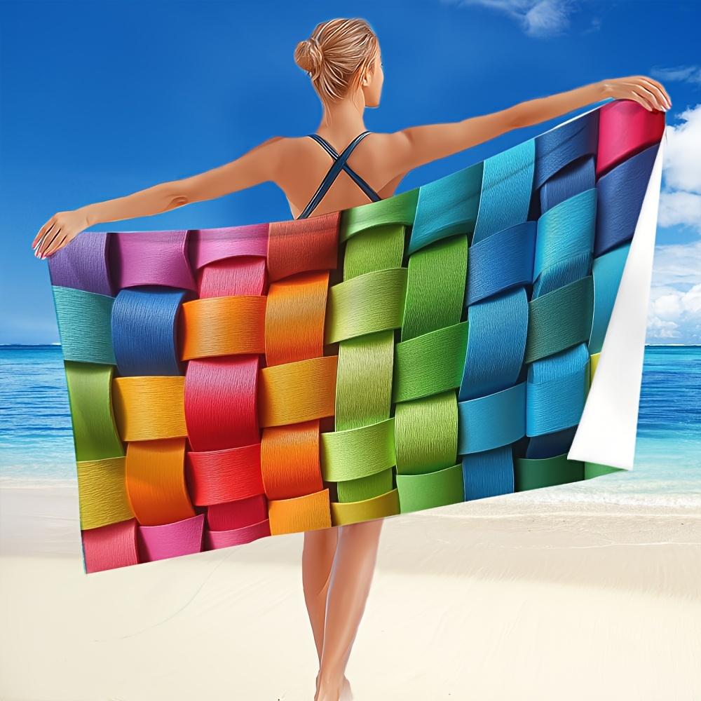 Colorful Printed Microfiber Beach Towel, Quick-Drying Soft for Beach Pool Bath Yoga Fitness Camping Travel