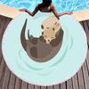 Seeotter Rundes Strandtuch mit Quasten Mikrofaser Saugfähig Schnelltrocknend Sandfrei Picknickdecke Meditationsmatte Schwimmbadhandtuch