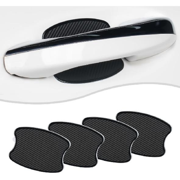 4PCS Car Door Handle Cup Scratch Protector, Soft TPU 3D Carbon Fiber Pattern Door Handle Paint Guard Protective Shield Sticker for Most Vehicles (M)