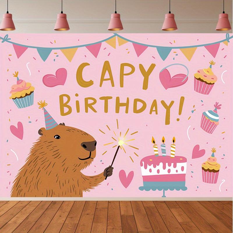 A cute pink river dolphin birthday party banner - 2D flat polyester decoration, with "Dolphin's Birthday!"