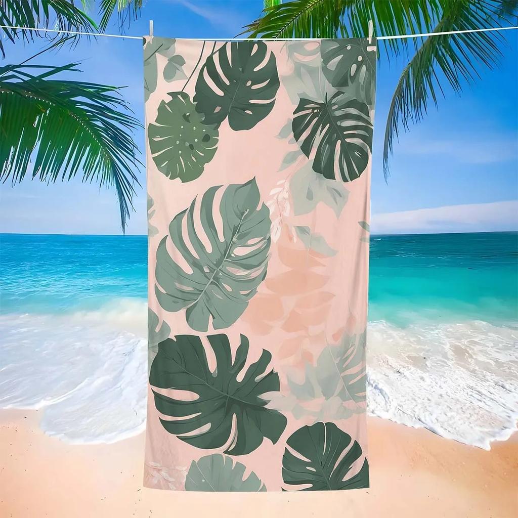 Tropisches Bananenblatt-Print Strandtuch Mikrofaser Schnelltrocknend Sandfest Saugfähig Badetuch für Sommer Strand Pool Schwimmen