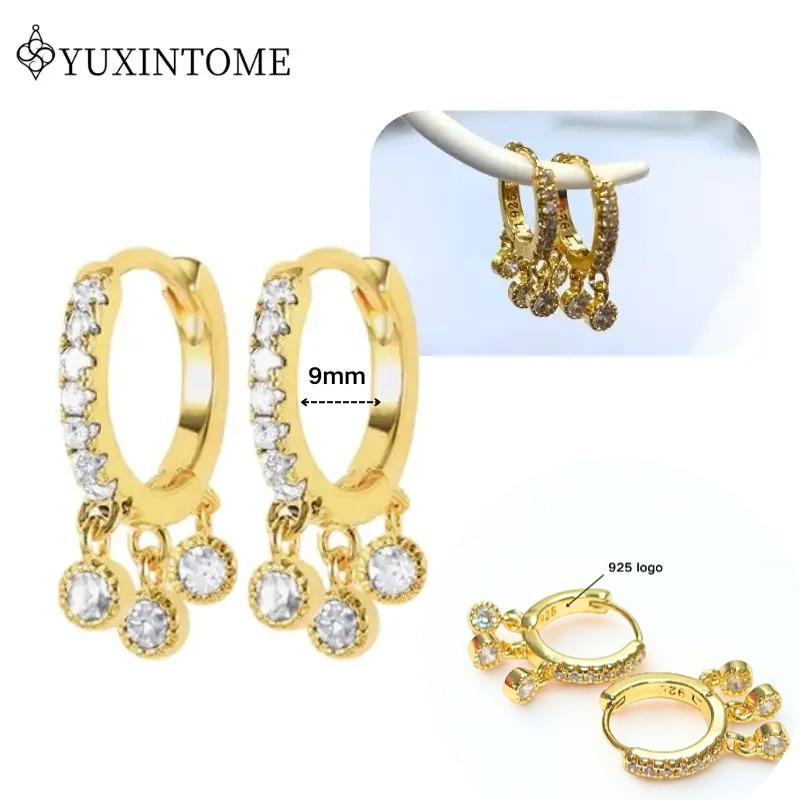 Dames 925 Zilveren Oorstekers Kristal Zirconia Waterdruppels Stud Hoops Goud Huggie Oorbellen Premium Luxe Feest Sieraden