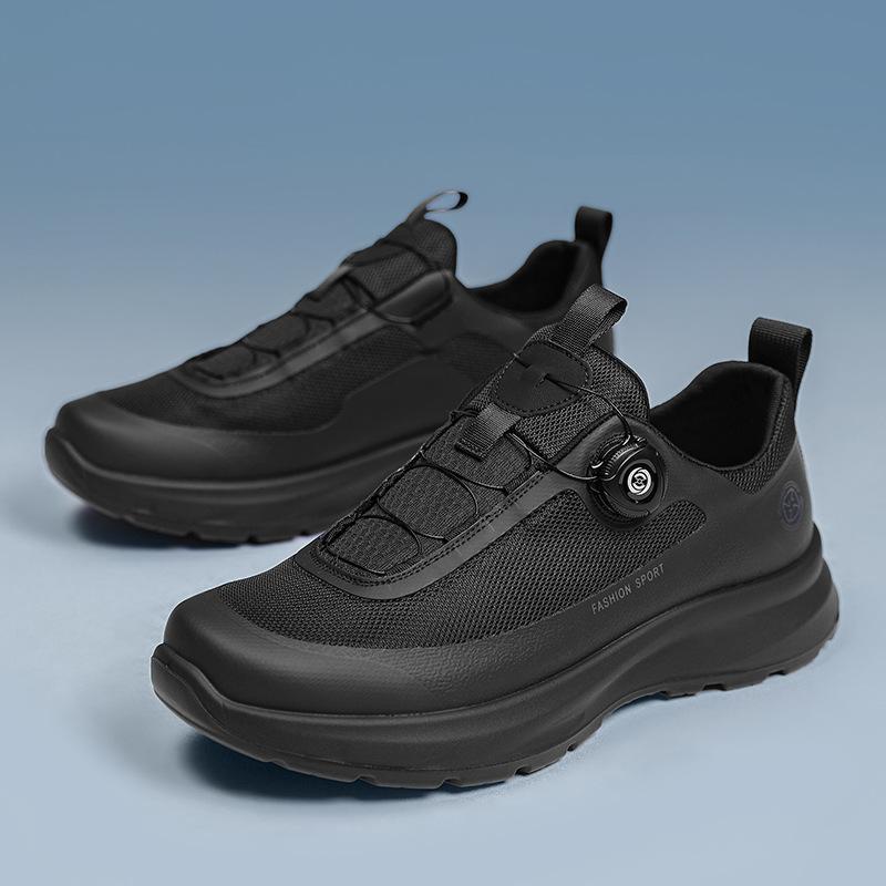 

Summer mesh breathable sports casual shoes versatile outdoor business men s shoes hiking shoes off-road shoes rotating buckle shoes 44 чёрный