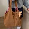 Korean Retro Autumn and Winter New Suede Shoulder Bag Plaid Large Capacity Commuting Lazy Wind Portable Tote Bag Women
