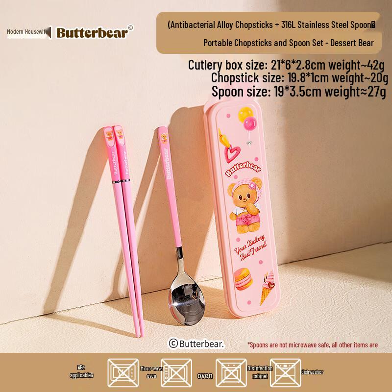 Modern Housewife Butter Bear Portable Chopsticks & Spoon Set