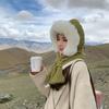 Autumn Winter Japanese Style Cute Plush Ear Protection Scarf Hat Integrated Knitted Fleece Lined Thickened Warm Wool Lei Feng Hat