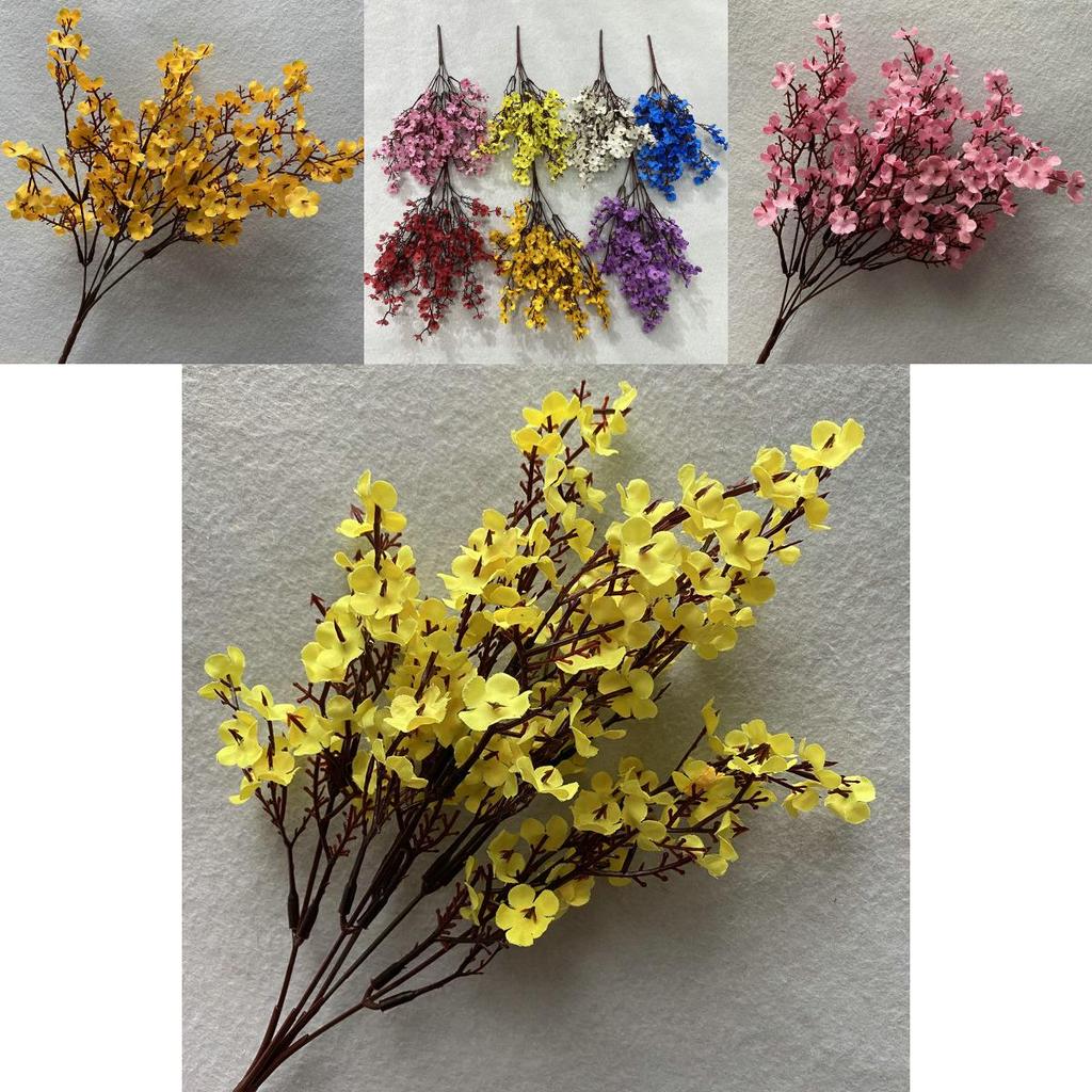 Realistic Babys Breath Silk Flower Stems For Vase Display Centerpiece