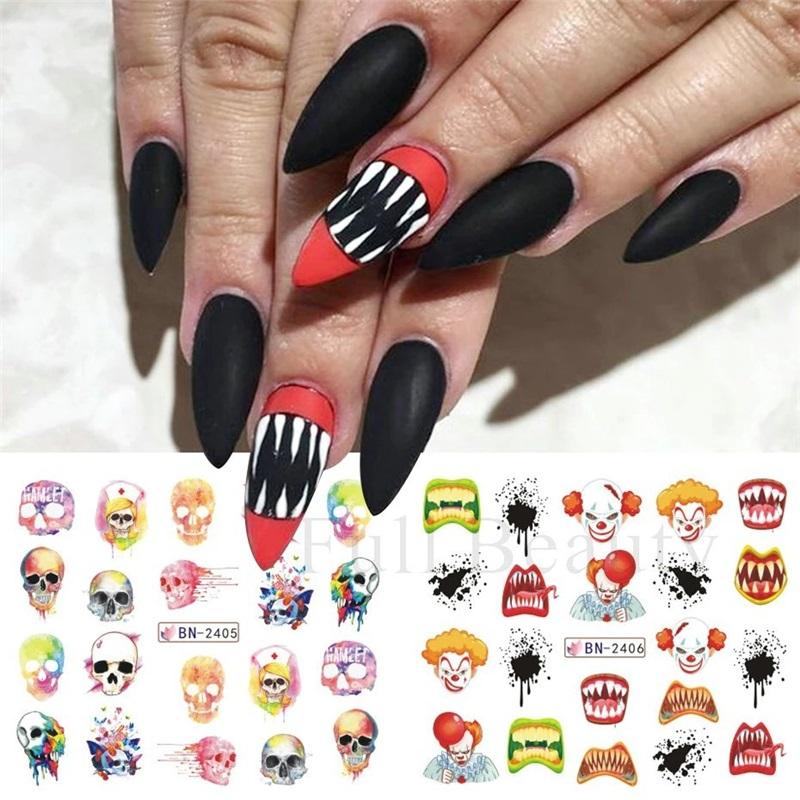 New nail art stickers ins Halloween series funny skull watermark nail stickers nail
