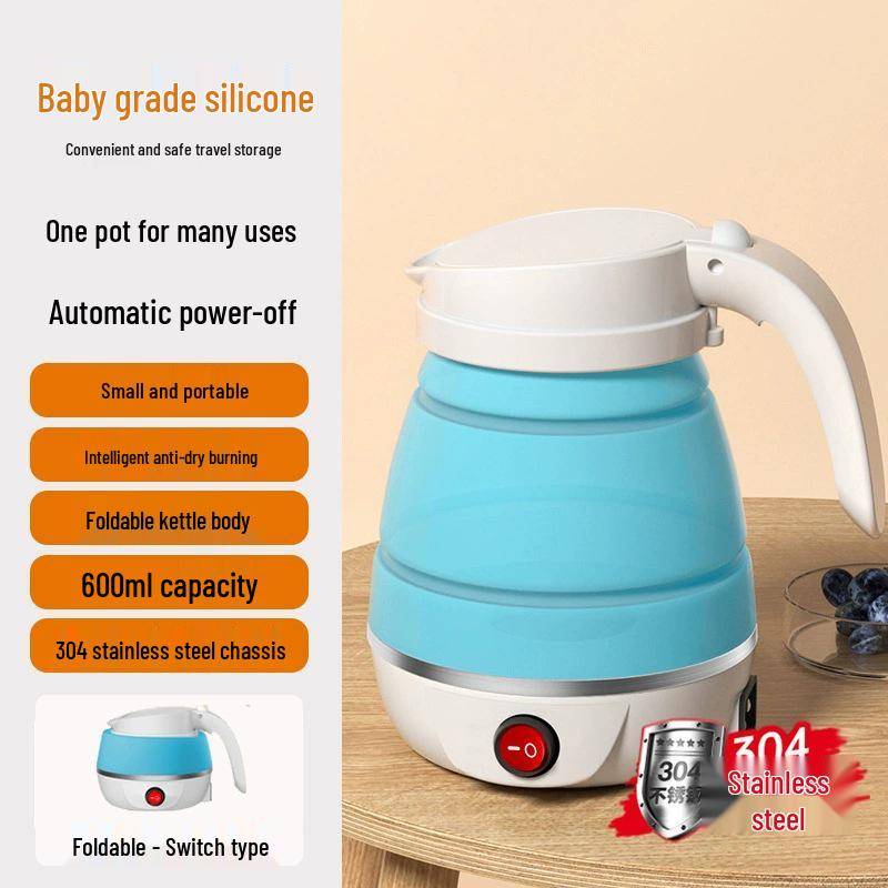 Kompakter faltbarer elektrischer Reisewasserkocher - Silikon, für eine Person, perfekt für Studentenwohnheime und zum Wasser kochen