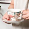 Floral Blooming Painted Cup&saucer Golden Edge Porcelain Coffee Mug Dining Table Afternoon Tea Teacup Fruits Juice Cup Mugs