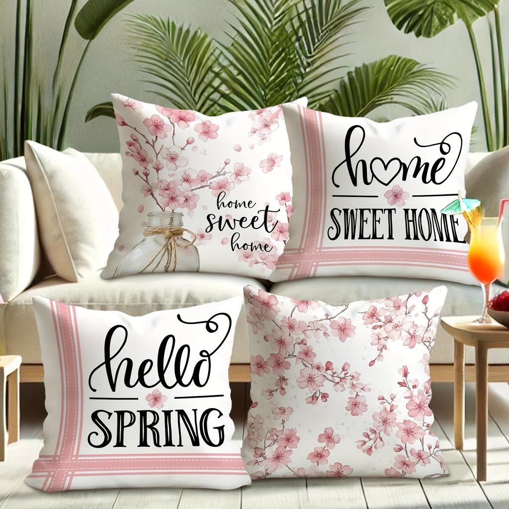 Enchanting Sakura - Themed Pillow Cover: Welcome Spring & Embrace Sweet Home Sofa Bed Cushion Cover Home Room Decoration