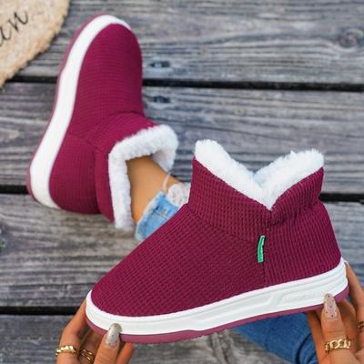 Winter Baumwollschuhe Schneestiefel Warm Plus Fleece Verdickt Abriebfest Zuhause Flach Rutschfest Damenschuhe
